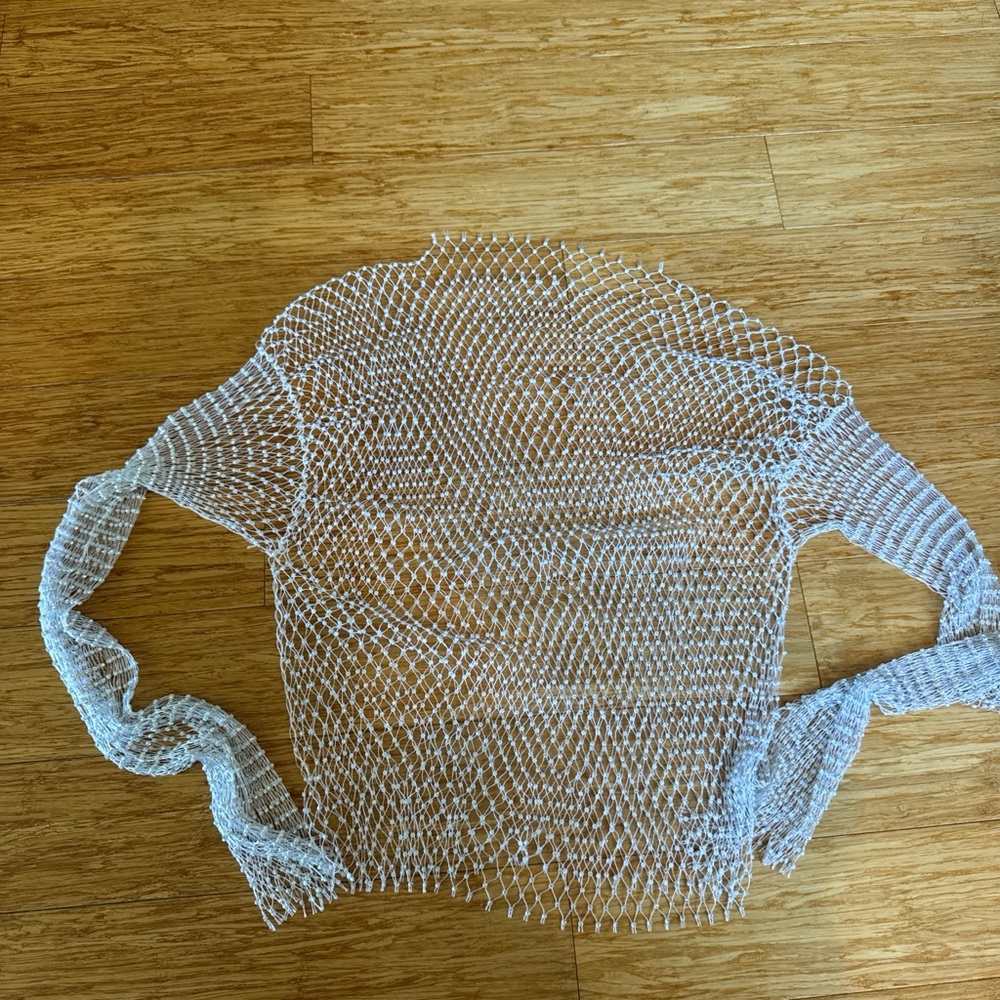 White Mesh Long Sleeve Top